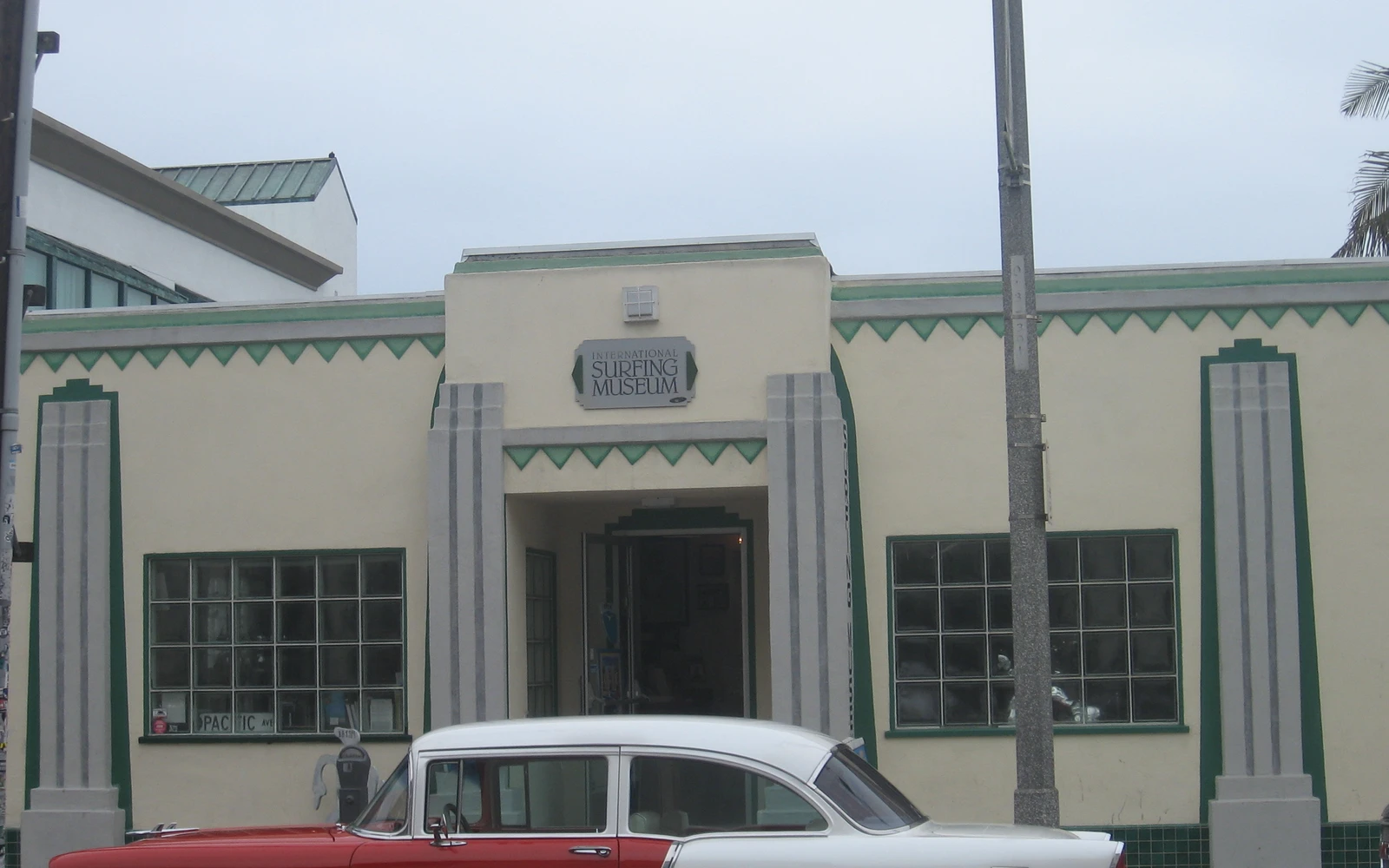 Art Deco facade of the International Surfing Museum in Huntington Beach